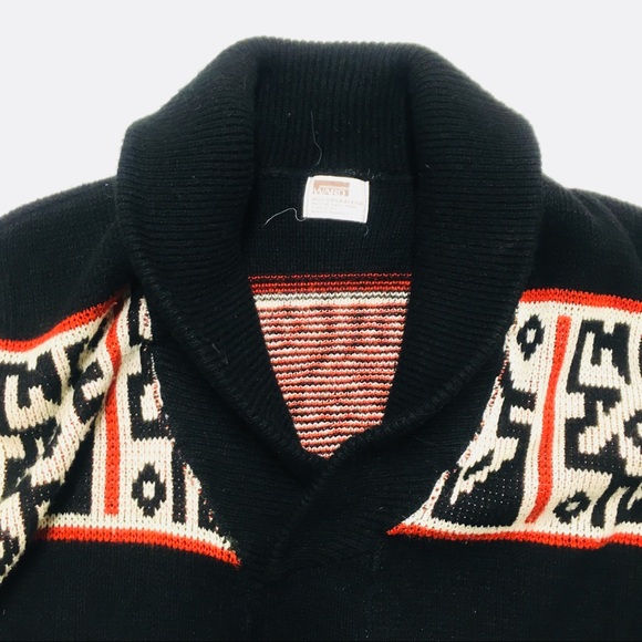 Vintage 70s Aztec style open cardigan sweater M L - Picture 2 of 5
